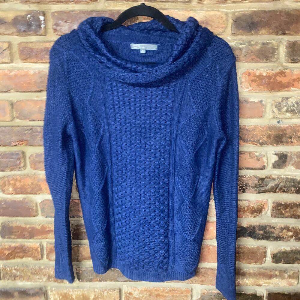 89th & Madison Navy Blue Textured Knit Cowl Neck Sweater Women's Size Small